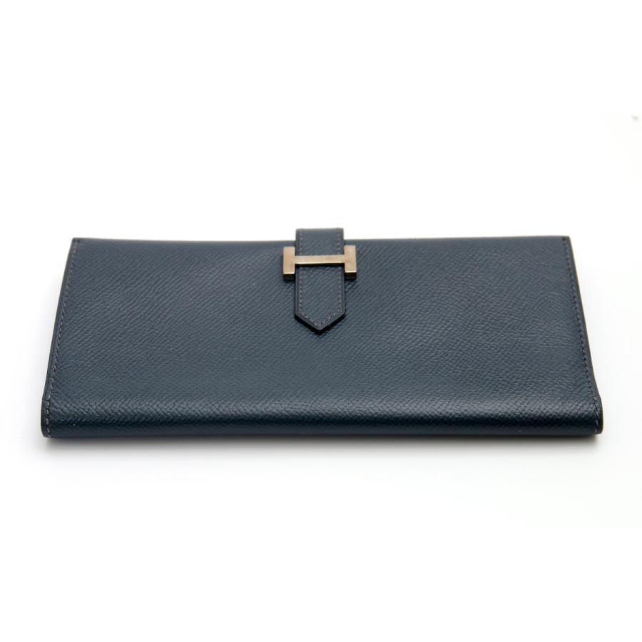 【極美品】HERMES ベアンクラシック　シルバー金具　長財布　ボックスカーフ HERMES エルメス ベアン クラシック シルバー金具 二つ折り長