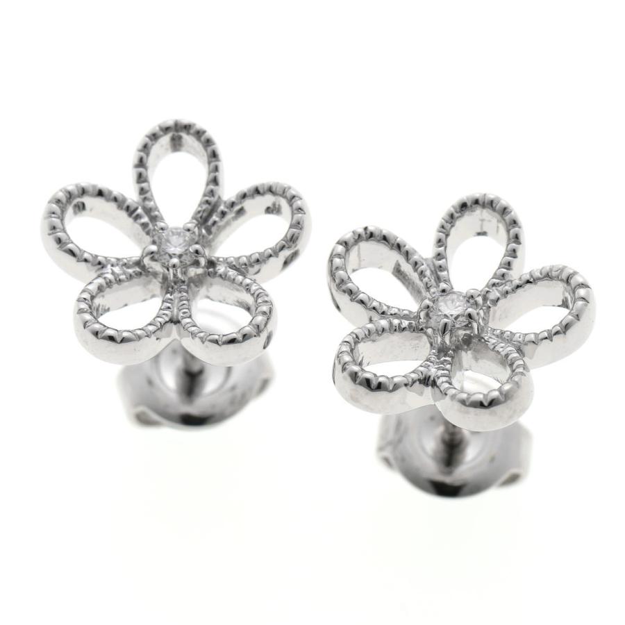 MIKIMOTO（ミキモト） フラワーレース ダイア ピアス - ホワイト