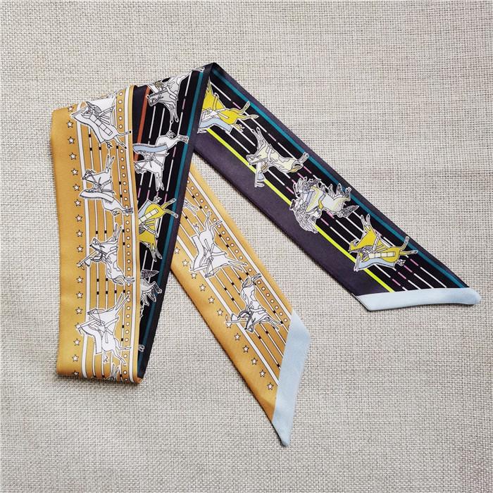 送料無料 ツイリー スカーフ 馬柄 85cm x 5 首巻き リボンスカーフ