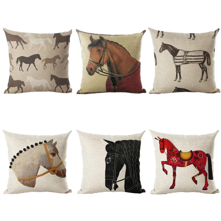 クッションカバー 馬 45x45cm リアル馬 ホーススタイル : Horse Style
