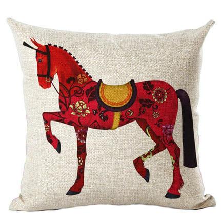 クッションカバー 馬 45x45cm リアル馬 ホーススタイル : Horse Style
