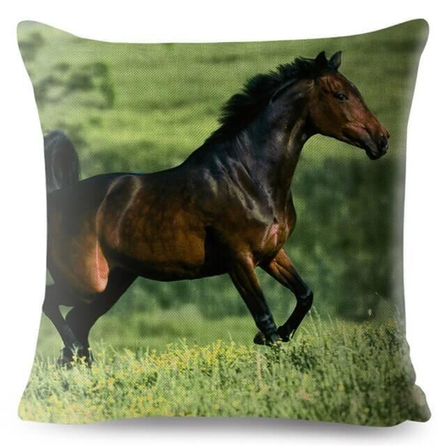 クッションカバー 馬 45x45cm リアル馬 ホーススタイル : Horse Style