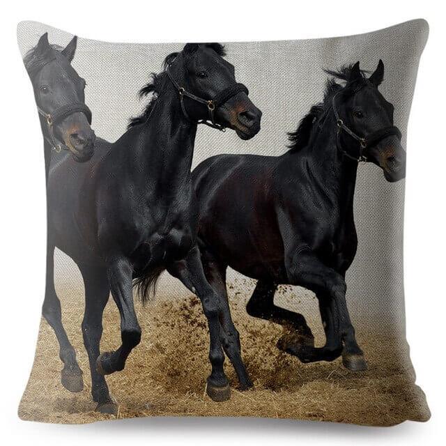 クッションカバー 馬 45x45cm リアル馬 ホーススタイル : Horse Style