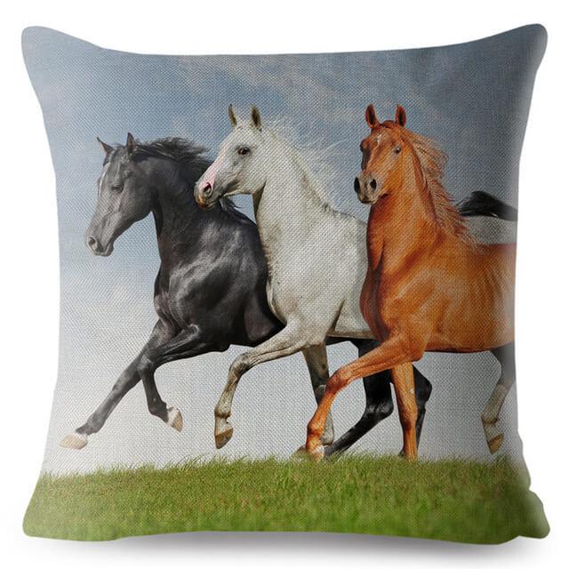 クッションカバー 馬 45x45cm リアル馬 ホーススタイル : Horse Style