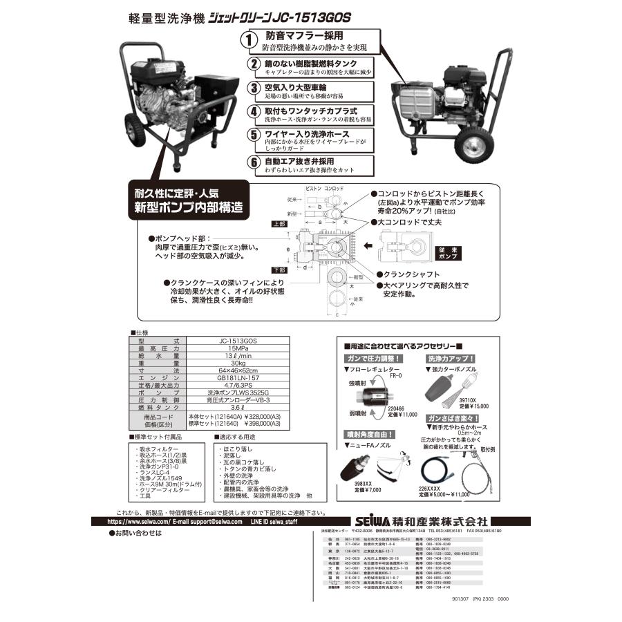 SEIWA JC-1513GOS 防音型洗浄機並の静かさ 精和産業【メーカー直送品】｜hose6113｜03