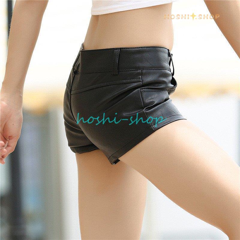 レザーショートパンツ　S レザーパンツ レディース ハイウエスト ショートパンツ 短パン