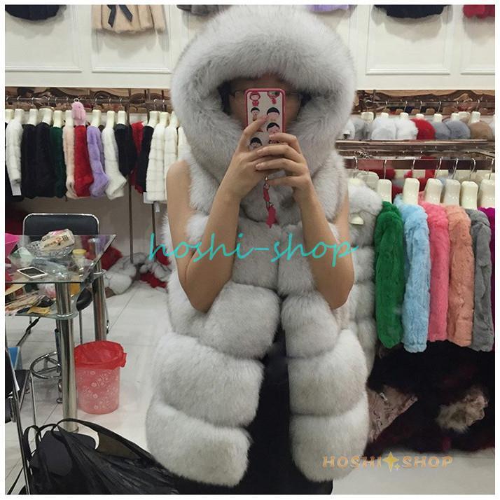 ファーコート ファージレ ファーベスト　フード付き 楽天市場】ファー コート フード付き ジレ フェイクファー