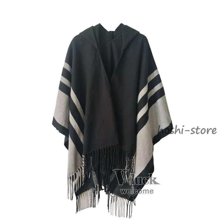 moussy新品黒 ポンチョ レディース アウターストール付き ポンチョ レディース フード付 ストール 大判 チェック タータン