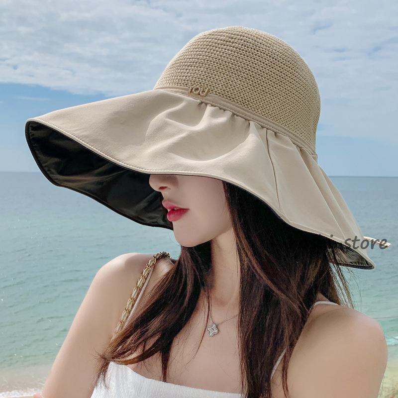 Bibiy. B. STAR SUN HAT ストローハット　麦わら帽子 ストローハット 麦わら帽子 レディース UVカット つば広 日よけ 小顔
