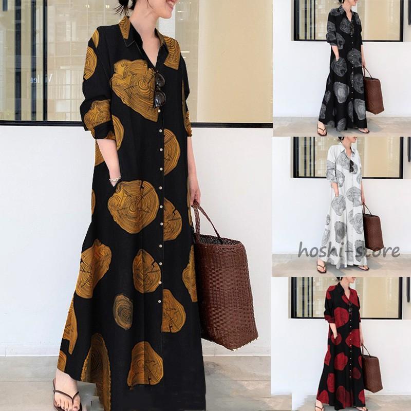 シャツワンピース ワンピース レディース ロング丈 シャツワンピ 40代