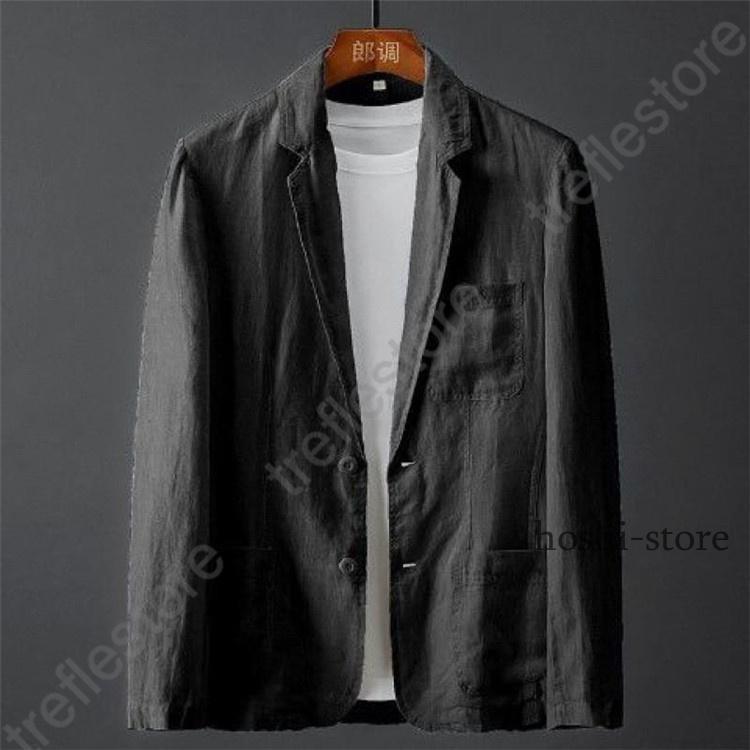 黒テーラードジャケット 綿麻 テーラードジャケット メンズ 亜麻 極薄 通気性 ビジネス