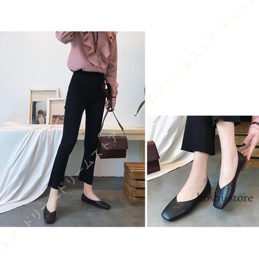 スクエアトゥ バレエシューズ レディース パンプス 痛くない