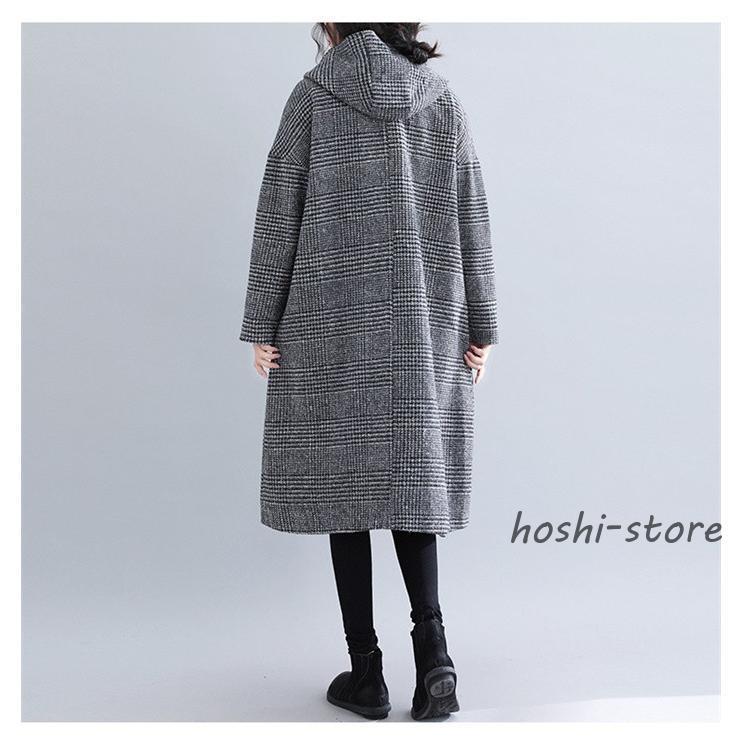 グレンチェック コート チェスターコート レディース ロング