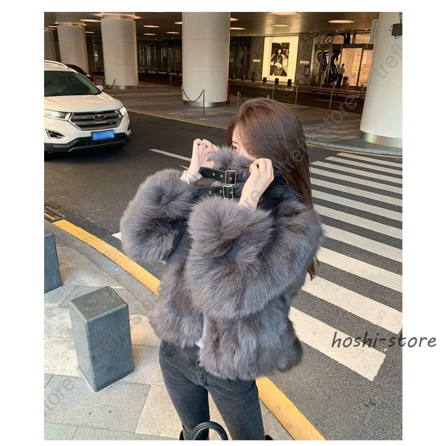 エンバ　グレー 毛皮 ジャケット レディース 秋冬 レディース ファーコート 毛皮コート トレンド レディース