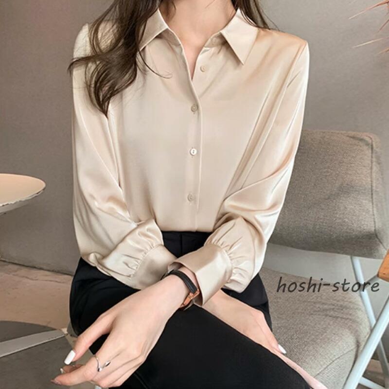 ★美品★Theory 長袖シャツ　ブラウス　シンプル　サテン シャツ レディース 長袖 とろみシャツ トップス サテン サテン