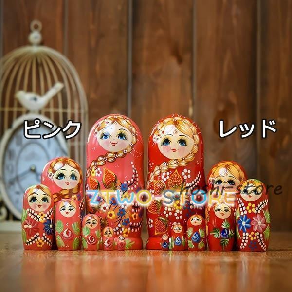 マトリョーシカ 民芸品 土産物 手作り人形 手描き 7個組 洋風