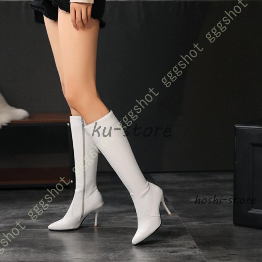 ロング ブーツ レディース 本革 大きい 履き口 ゆったり ロングブーツ