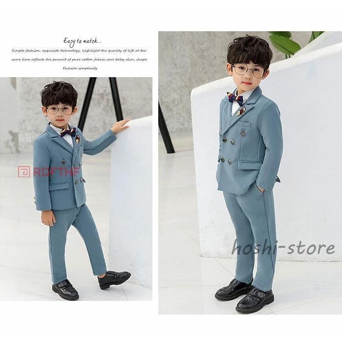 子供スーツ 2点セット ジャケット ズボン キッズスーツ 男の子スーツ フォーマルスーツ タキシード 紳士服 誕生日 フォーマル 100cm 110cm 120cm 130cm 140cmの画像