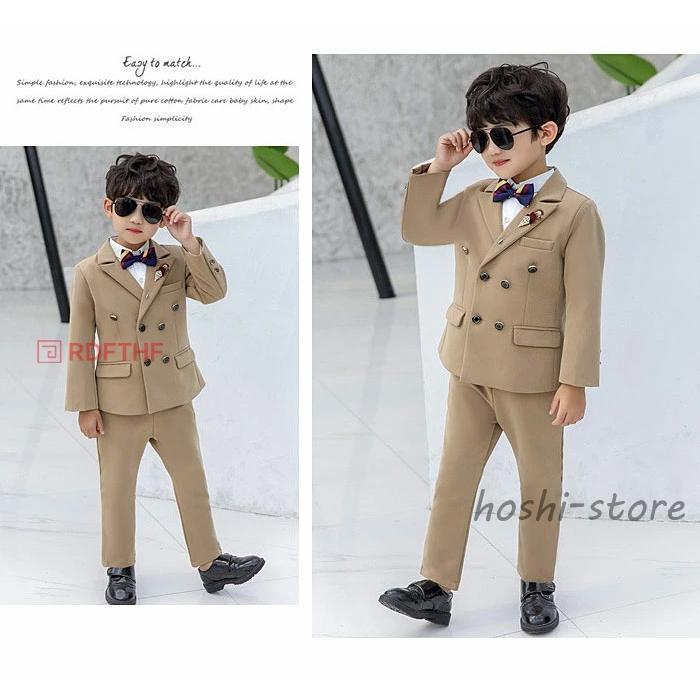 子供スーツ 2点セット ジャケット ズボン キッズスーツ 男の子スーツ フォーマルスーツ タキシード 紳士服 誕生日 フォーマル 100cm 110cm 120cm 130cm 140cmの画像