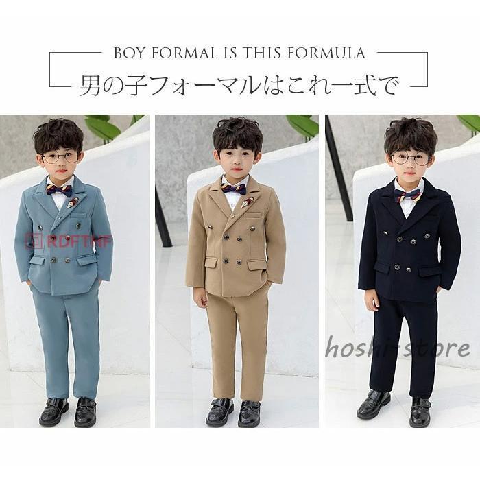 子供スーツ 2点セット ジャケット ズボン キッズスーツ 男の子スーツ フォーマルスーツ タキシード 紳士服 誕生日 フォーマル 100cm 110cm 120cm 130cm 140cmの画像