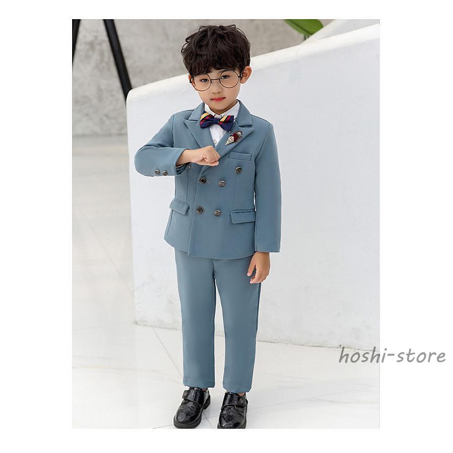 子供スーツ 2点セット ジャケット ズボン キッズスーツ 男の子スーツ フォーマルスーツ タキシード 紳士服 誕生日 フォーマル 100cm 110cm 120cm 130cm 140cmの画像