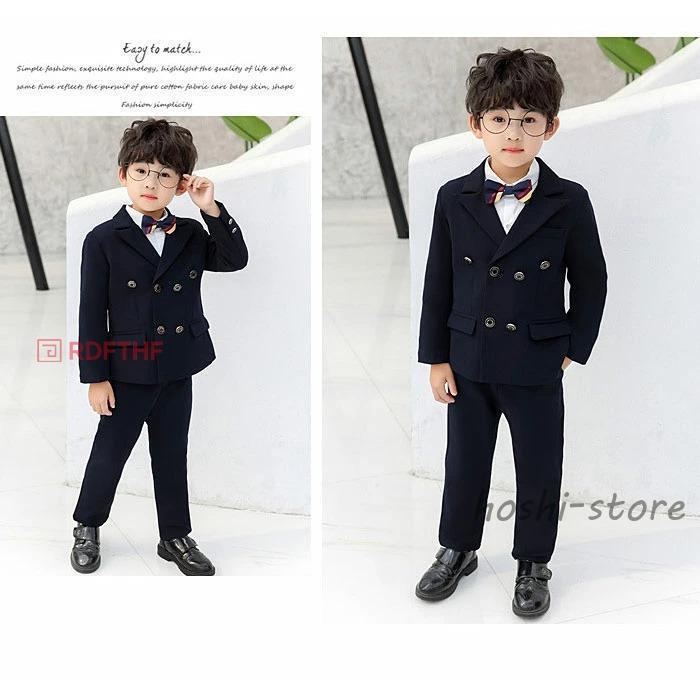 子供スーツ 2点セット ジャケット ズボン キッズスーツ 男の子スーツ フォーマルスーツ タキシード 紳士服 誕生日 フォーマル 100cm 110cm 120cm 130cm 140cmの画像
