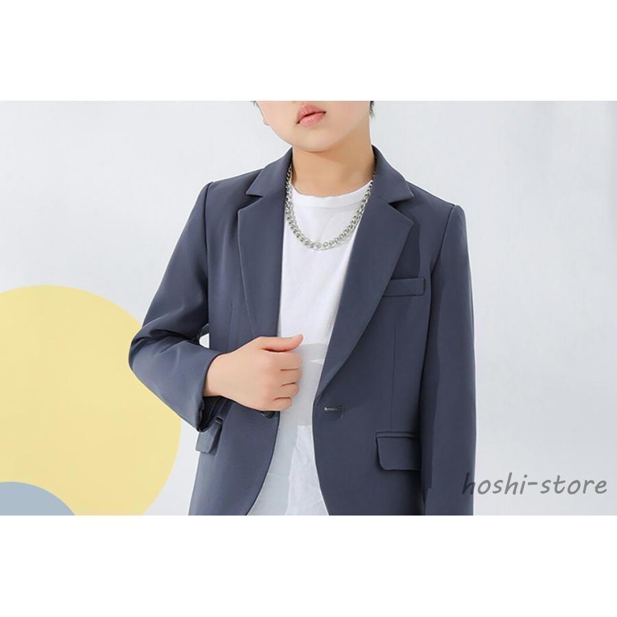 キッズ スーツ 男の子 フォーマル おしゃれ かっこいい 入学式 卒業式 入園式 卒園式 子供服 黒 春 秋 長袖 ジャケット tシャツ パンツ 3点セットの画像