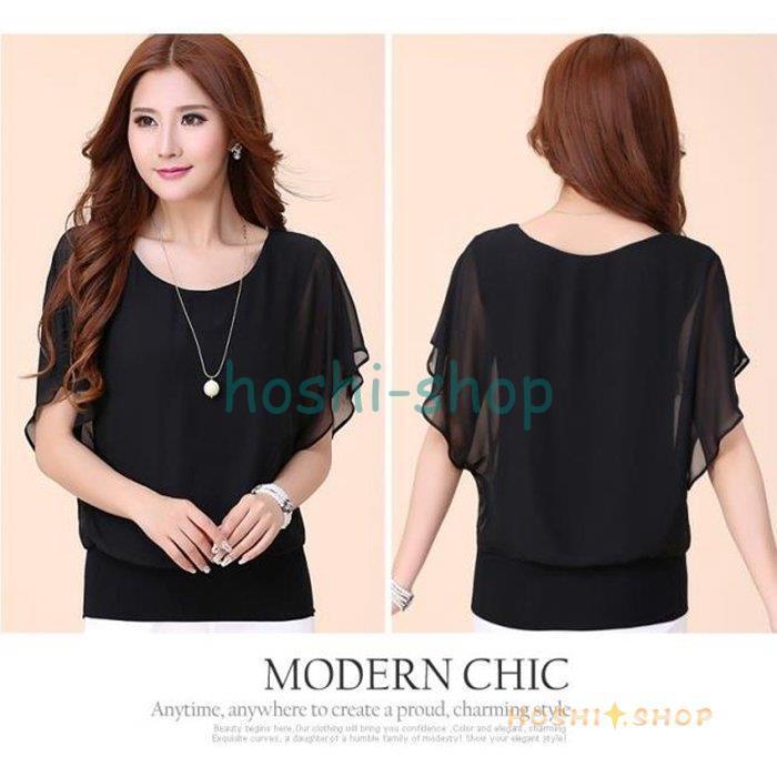 シフォントップス シフォン ブラウス ドルマンスリーブ