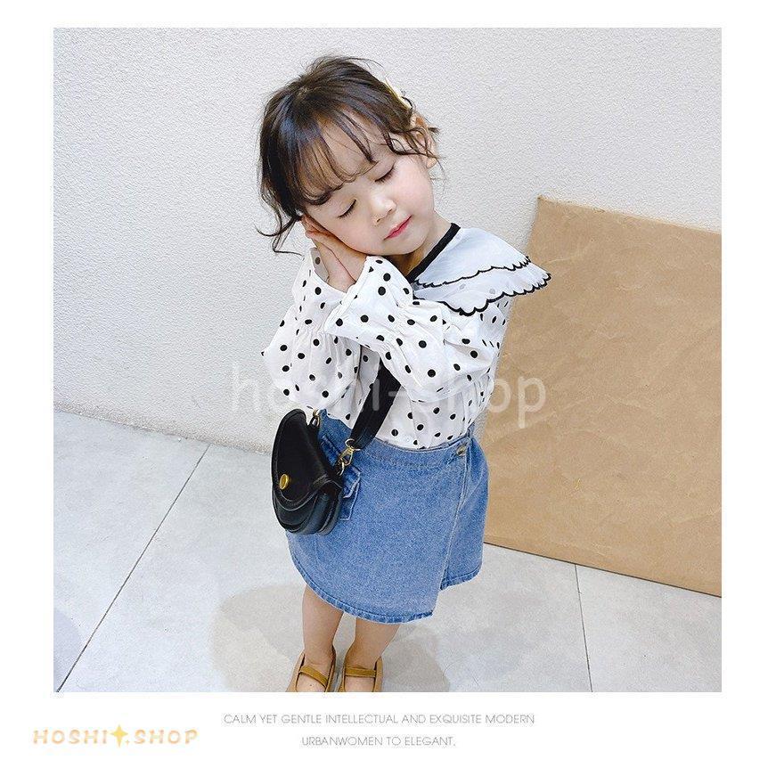 トップス キッズ 可愛い 21 人気 長袖 春秋ドット柄 ポロシャツ 2色子供服 女の子 プリント 無地 ブラウス シャツ コットン カジュアル子ども服 クーポン対象外