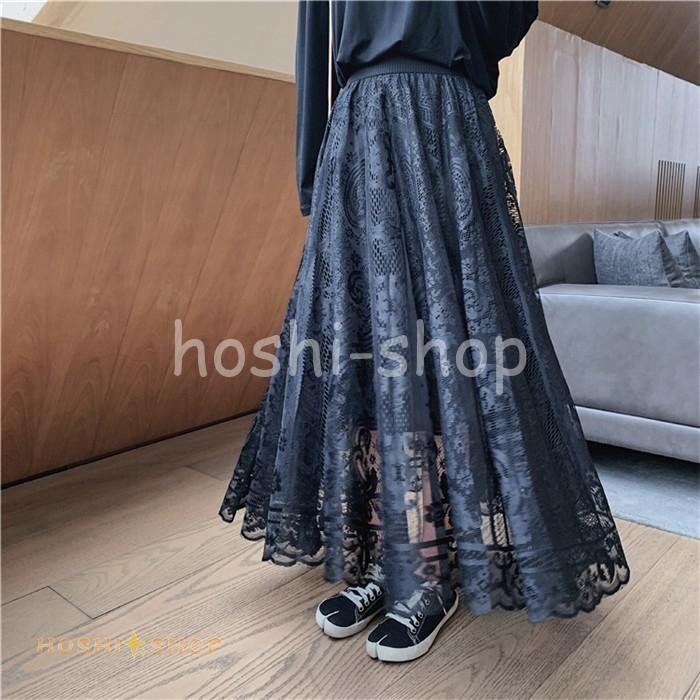 ロングスカート ロング丈 レーススカート 春 夏 レース ボトムス マキシ丈 コーデ おしゃれ 無地 レディース フレア ウェストゴム 着痩せ 代 30代 40代 Hs0924 Mm552 星野 通販 Yahoo ショッピング