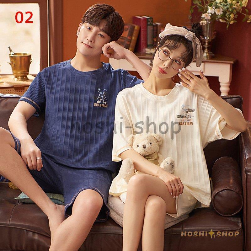 パジャマ 夏 レディース メンズ ペアルック 半袖 ルームウェア 綿 カップル 恋人 お揃い 可愛い 部屋着 上下セット ペアパジャマ ギフト 寝巻き 部屋着 Ky0910 Nsmm33 星野 通販 Yahoo ショッピング