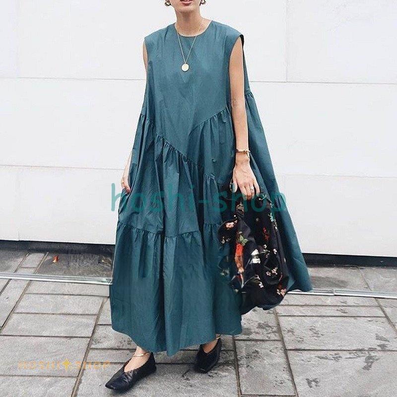 ワンピース レディース ノースリーブ マキシ丈ワンピース ゆるワンピース 無地 森ガール ナチュラル服 エレガント 30代 40代 50代 ゆったり 体型カバー お出かけ Star0105 Op277 星野 通販 Yahoo ショッピング