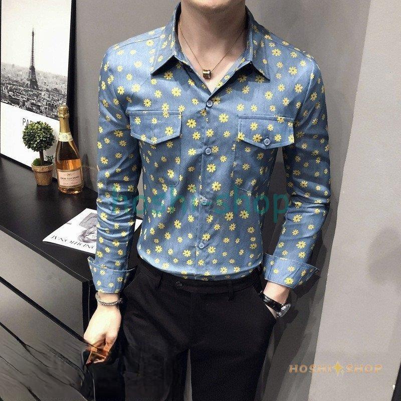 メンズシャツ 秋新作 シャツ レディース メンズ カジュアル プリント トップス 小花柄 開襟 長袖 着こなし 日常感 お出かけ おしゃれ 大きいサイズ ポケット Star0105 Shirt133 星野 通販 Yahoo ショッピング