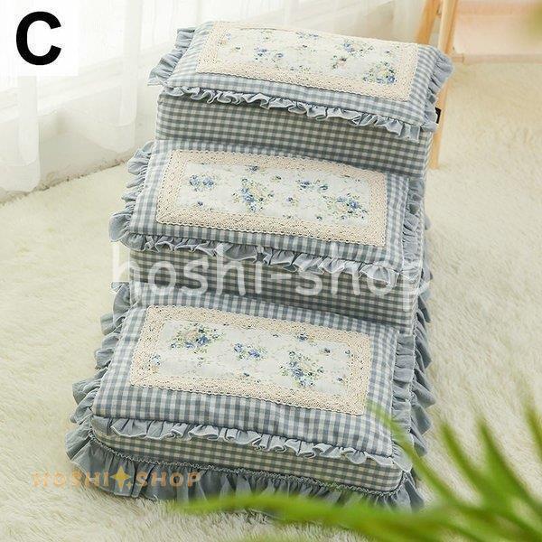 ペット 犬 猫 階段 ステップ 段差移動 補助階段 柔らかい クッション 3段 無地 チェック柄 ドット柄 フリル 花柄 レース ドッグ キャット ホワイト ペット用品