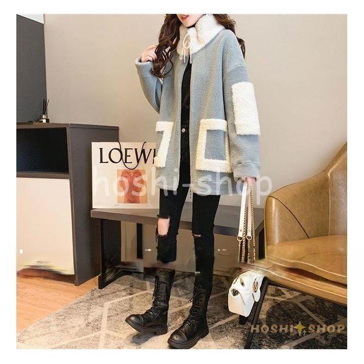 956円 国内外の人気が集結 フリースコート レディース フリースジャケット 厚手 コート バイカラー 冬コート モコモコ ムートンコート ダッフルコート 可愛い アウター 冬 代 30代 40代