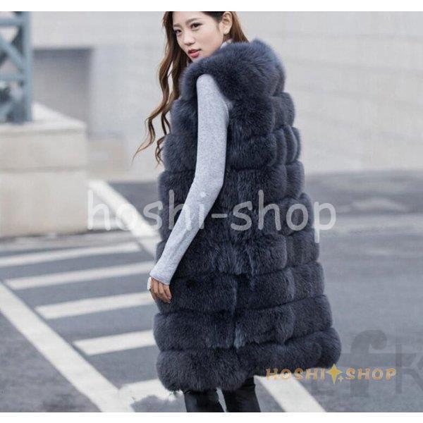 ファーベスト 毛皮ベスト レディース 袖なし 毛皮 フォックス フェイク