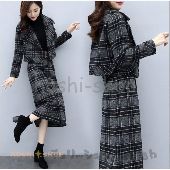 スカートセットアップ レディース 2点セット 上下セット ミモレ丈 スカート スカートスーツ ジャケット コート アウター チェック柄 着痩せ 通勤 Ol おしゃれ Star1021 Suit1133 星野 通販 Yahoo ショッピング