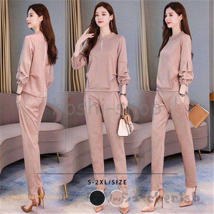パンツセットアップ レディース セットアップ 丸襟 ブラウス 巾着袖 長袖 パンツ 大きいサイズ カジュアル ジッパー付き 通勤 ママ シンプル Ol 40代 秋 Star1021 Suit1433 星野 通販 Yahoo ショッピング