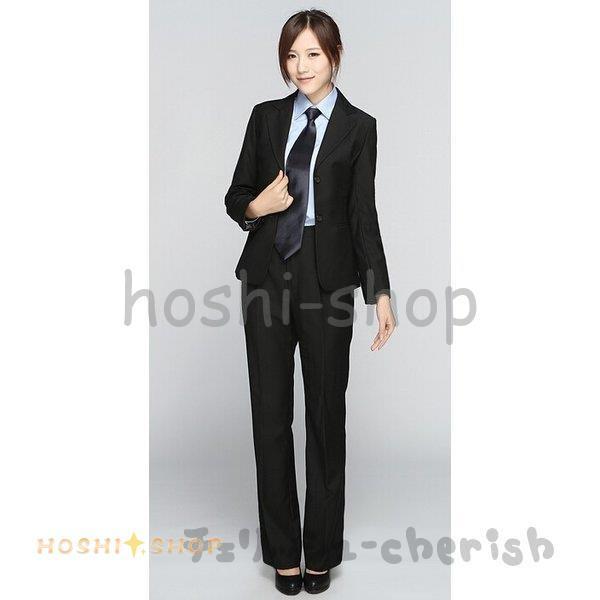 上品レディースフォーマルスーツ パンツスーツ 長袖ジャケット オフィス就活サラリーマン Ol通勤制服 定番 面識 紺 黒 スーツコート Star1021 Suit 星野 通販 Yahoo ショッピング