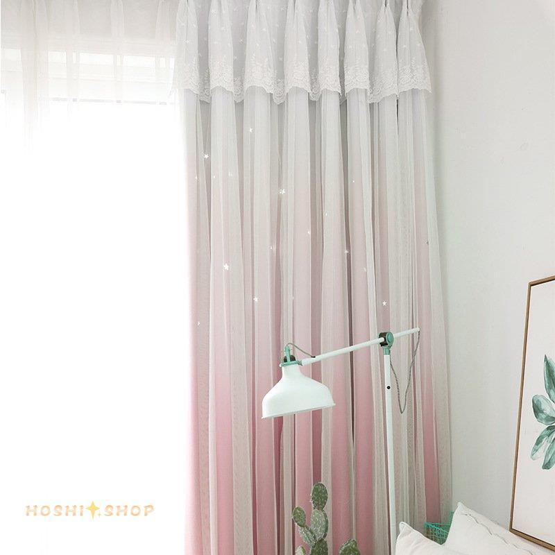 カーテン 遮光 80% レースカーテン 洗濯機可能 星柄 生地 二重カーテン