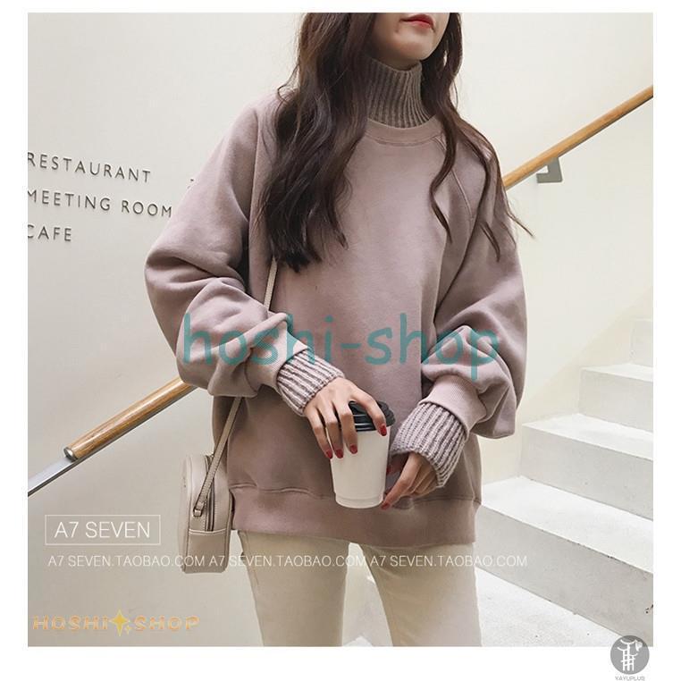 ハイネックトレーナー 重ね着 裏起毛 スエット レディース 大きめ プル