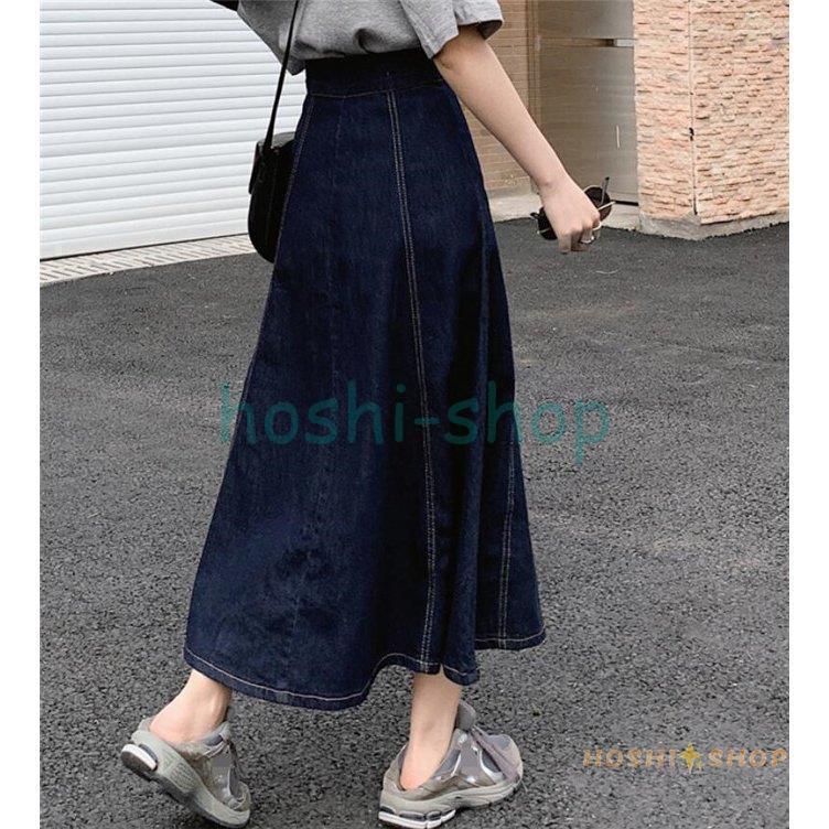 スカート デニムスカート レディース ロングスカート 膝下 秋 春 デニム ハイウエスト Uu0119 Spring18 星野 通販 Yahoo ショッピング