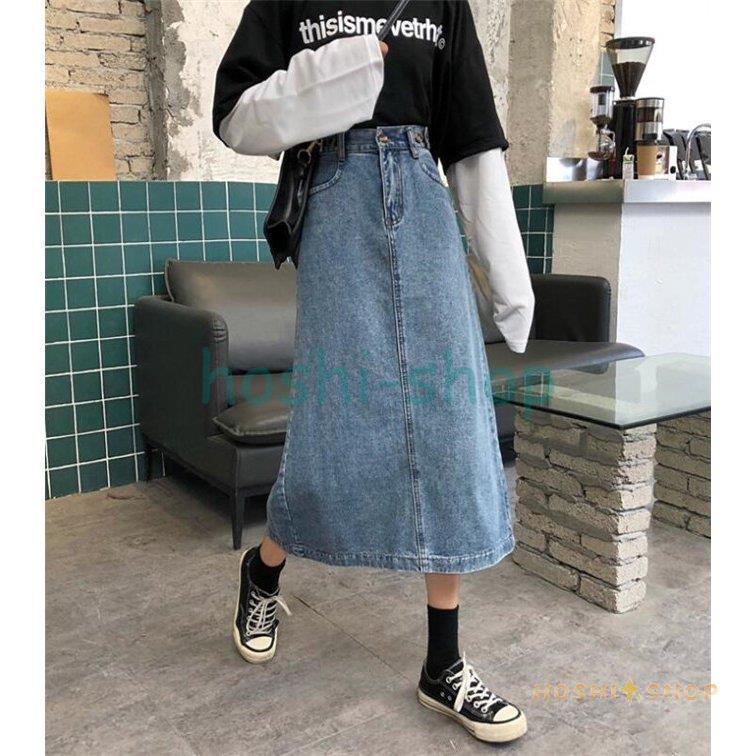 デニムスカート レディース 秋 春 デニム ロングスカート ハイウエスト 体型カバー Uu0119 Spring650 星野 通販 Yahoo ショッピング