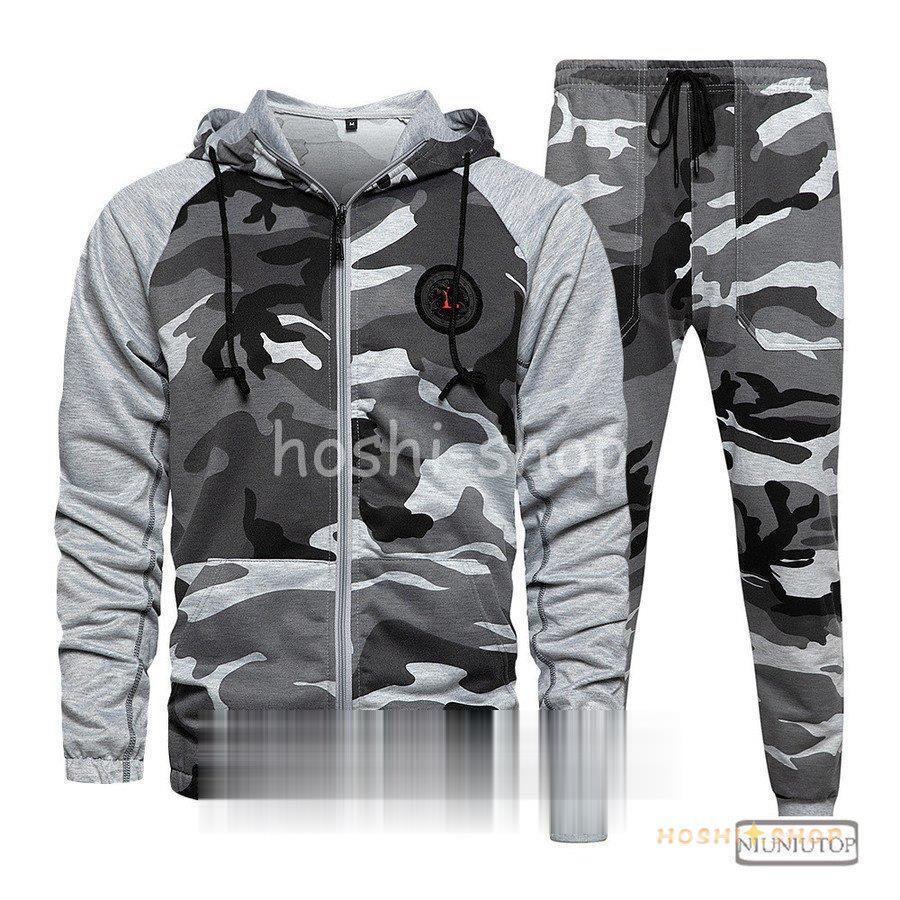 ジャージ上下メンズ 秋 メンズ 迷彩柄 セットアップ ロングパンツ 長袖
