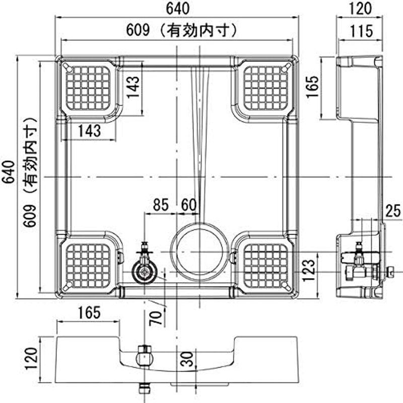 テクノテックTECHNOTECH　洗濯機用防水パン　TPF640-CW2-G1　専用ガードあり(640x640x120)給水栓付防水パン　フ