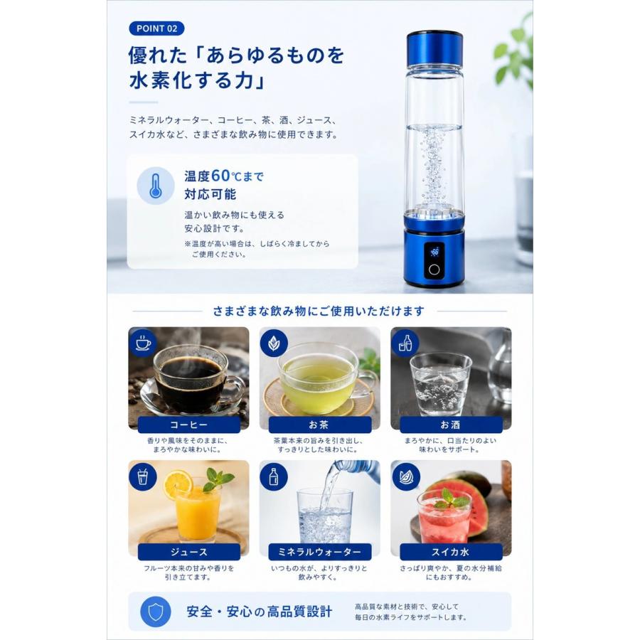 ハイドロリッチボトル 水素ボトル 水素水生成器 ジュース対応 コーヒー