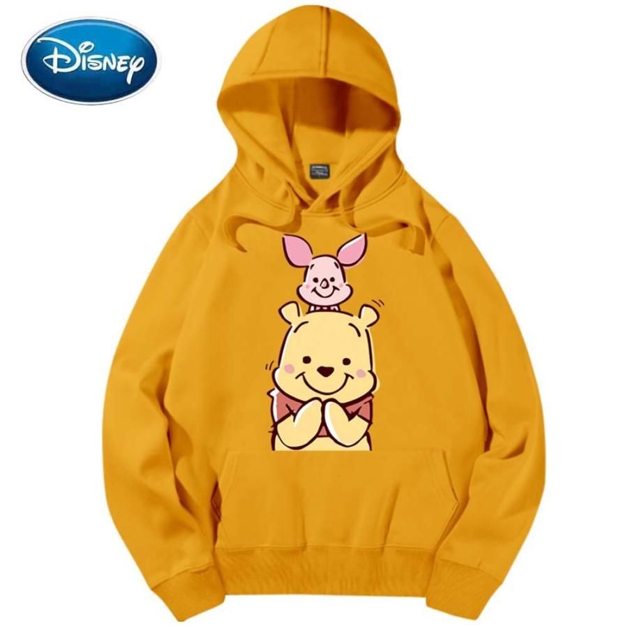 正規品正規販売店 ディズニー シック ファッション くまのプーさん プリント パーカー プルオーバー カップル ユニセックス 女性 男性 スウェット シャツ ポケット 買取 口コミ Www Superavila Com