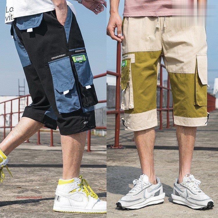 731円 セール特価 クロップド カーゴパンツ メンズ ボトムス 七分丈 サルエル ワイドカーゴパンツ ミリタリー クロップドパンツ ストリート