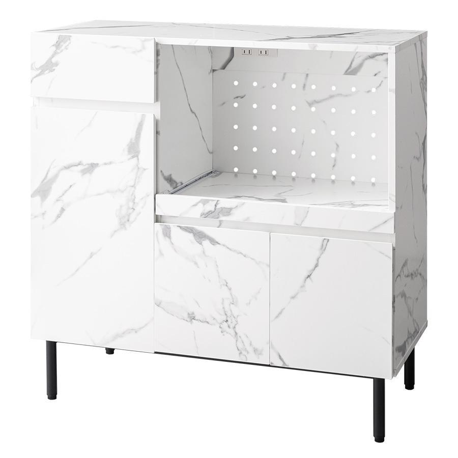 幅86cm】Ellis 大理石柄レンジ台 レンジボード キッチン収納 食器棚