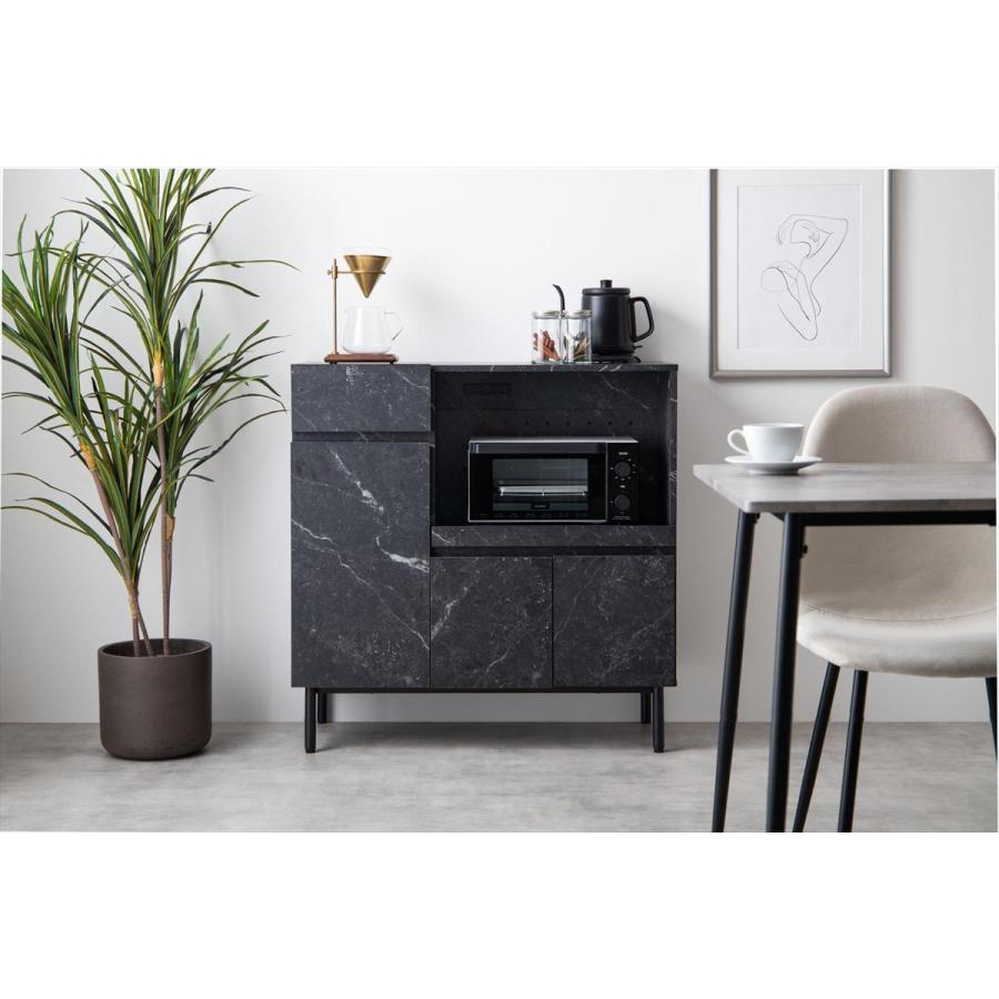 幅86cm】Ellis 大理石柄レンジ台 レンジボード キッチン収納 食器棚